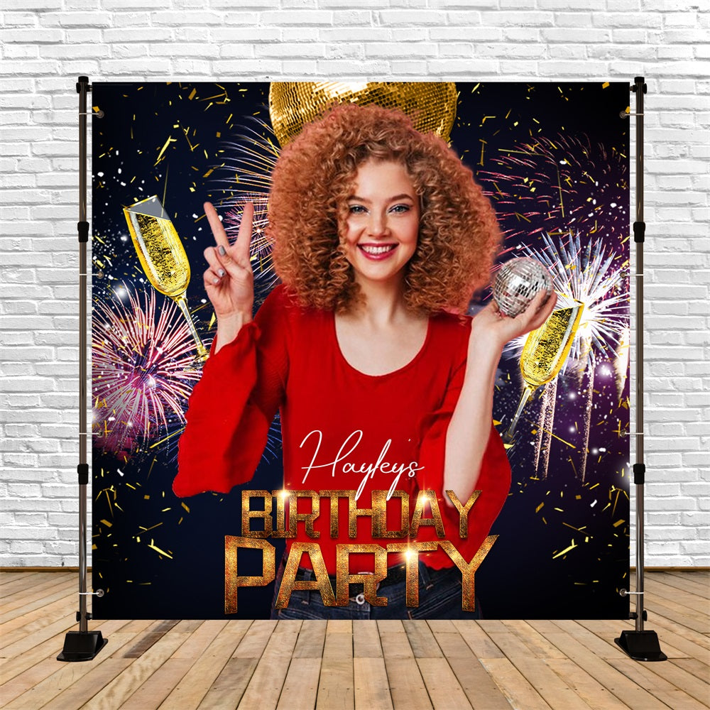 Birthday Backdrops Glittering Fireworks Disco Custom Backdrop LXX5-90