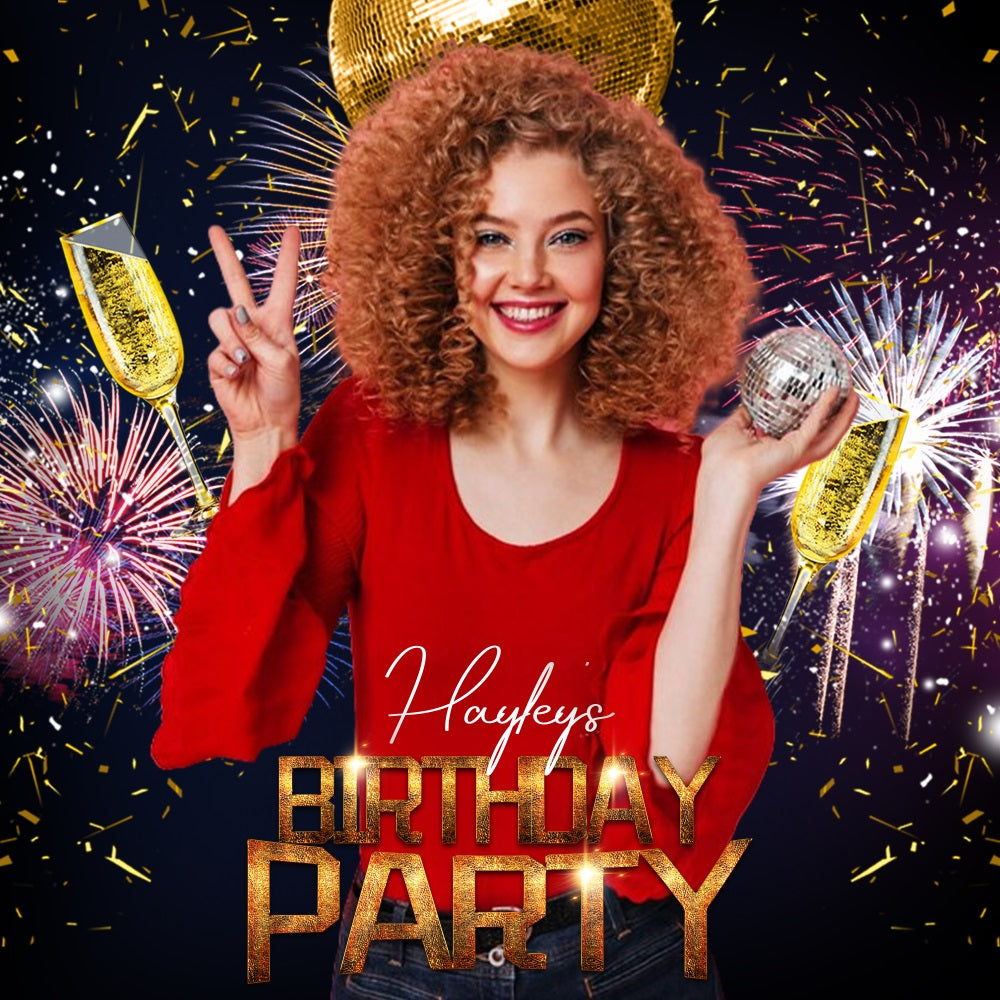 Birthday Backdrops Glittering Fireworks Disco Custom Backdrop LXX5-90