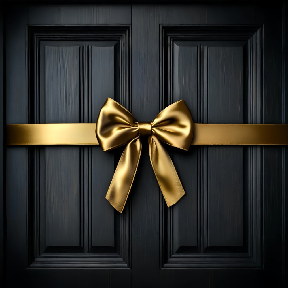 Large Bow Backdrop Golden Ribbon Luxury Texture Christmas Backdrop LXX510-157