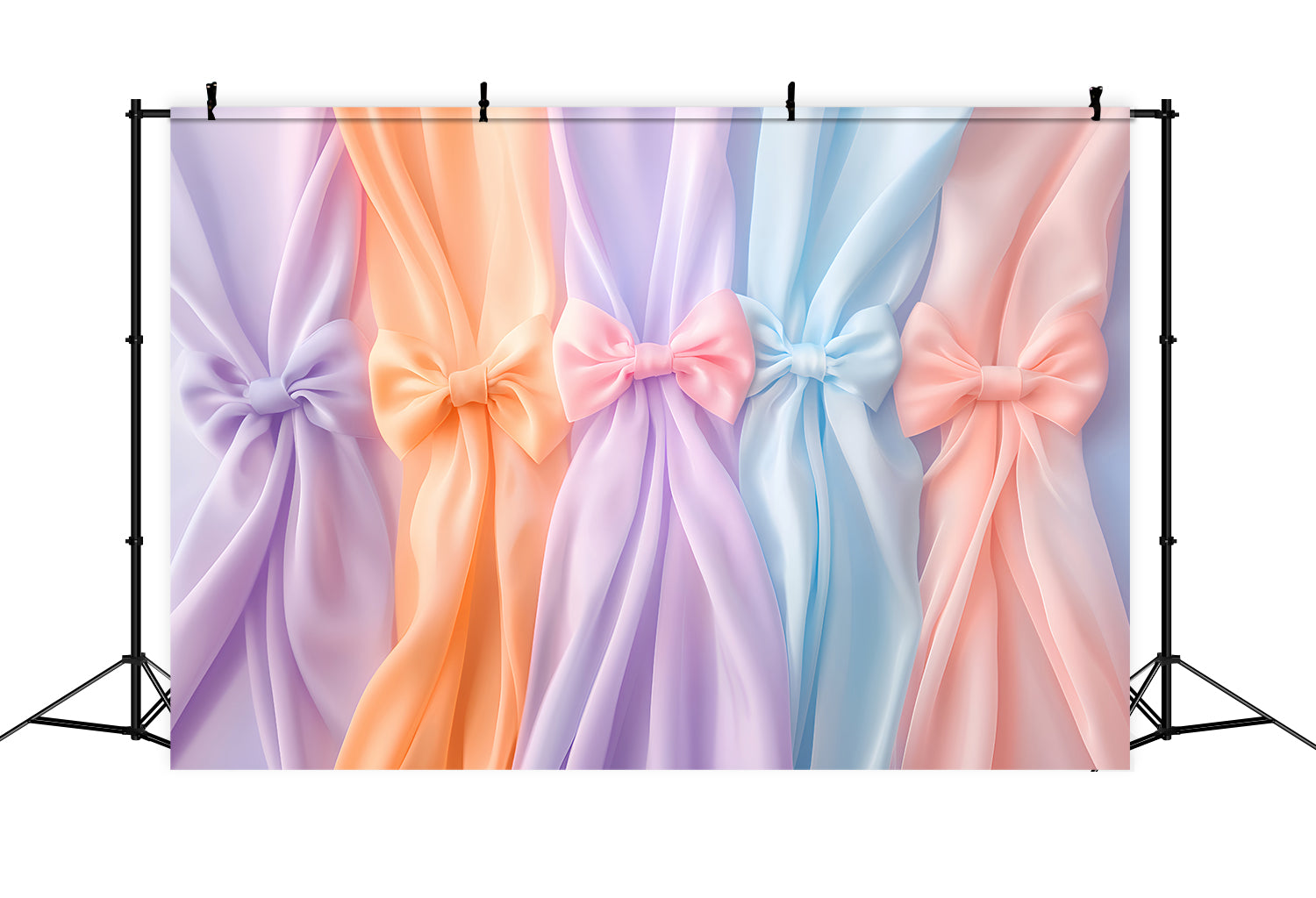 Bow Backdrop Soft Pastel Draped Ribbons Wedding Backdrop LXX510-161