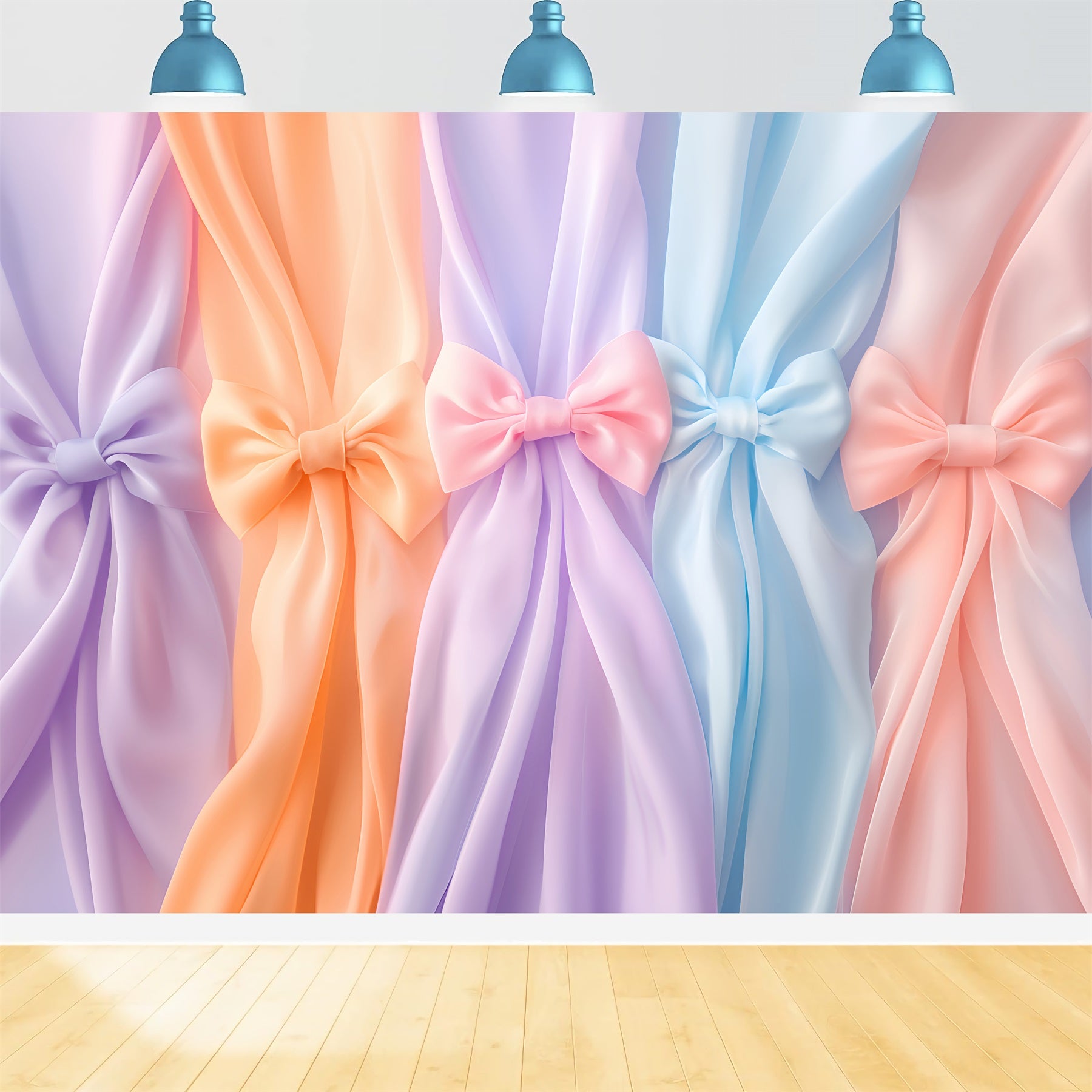 Bow Backdrop Soft Pastel Draped Ribbons Wedding Backdrop LXX510-161
