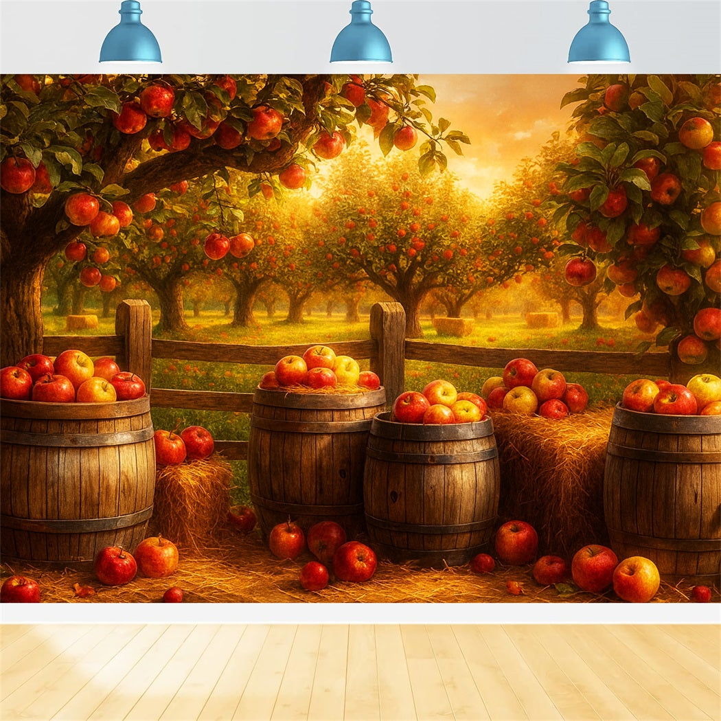 Farm Backdrop Apple Orchard Golden Harvest Thanksgiving Backdrops LXX510-50