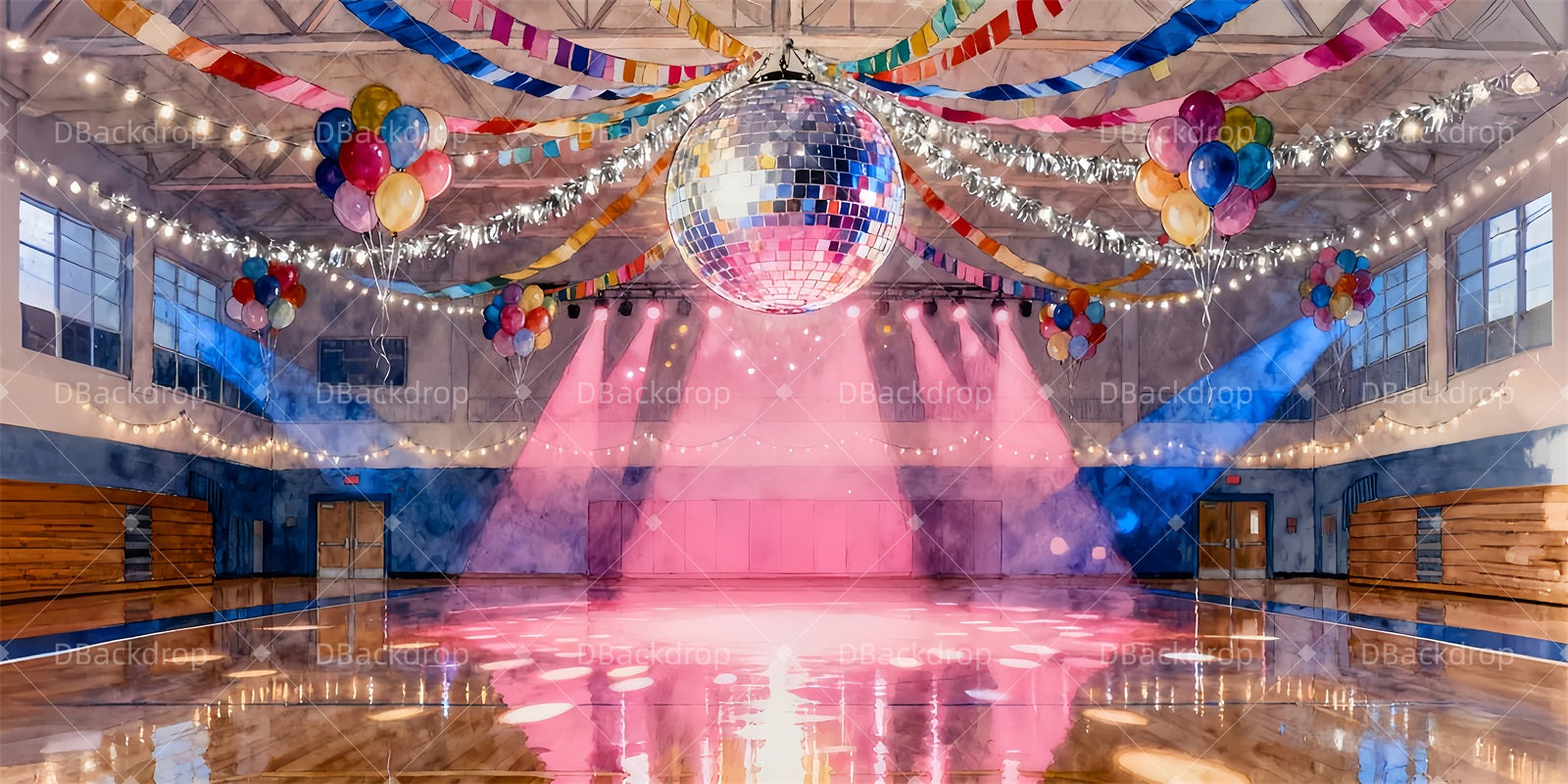 Theater Backdrop Rainbow Prom Hall School Dance Backdrop LXX510-T16