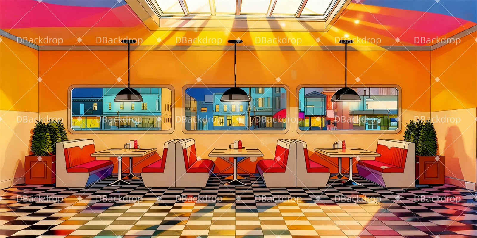 Performance Backdrops 1950s Diner Theater Stage Backdrop LXX510-T43