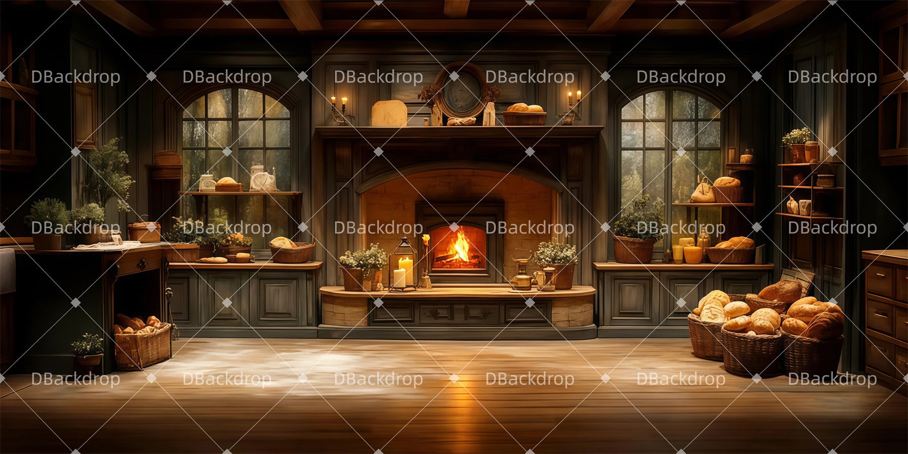 Stage Backdrop Cozy Bakery Backdrop For Theater Play LXX510-T54