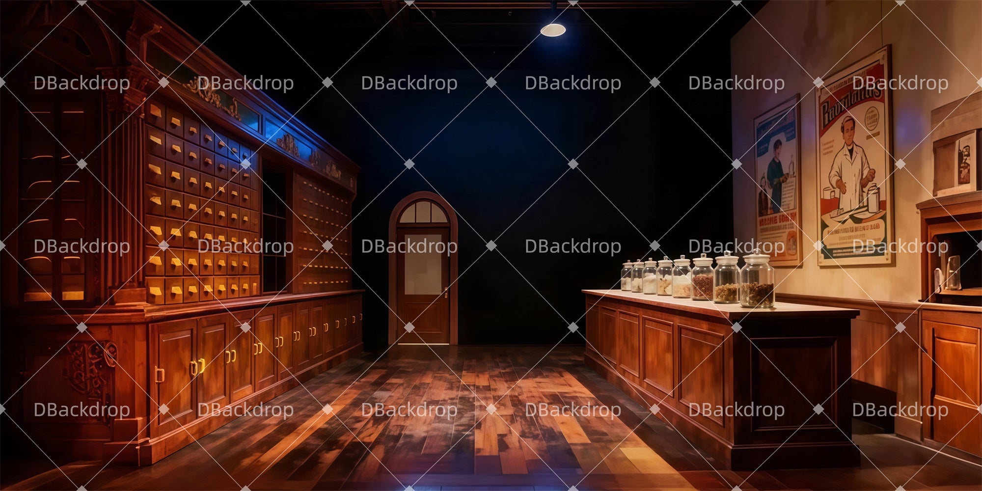 Stage Backdrops Old Pharmacy Interior Movie Theater Backdrop LXX511-T109