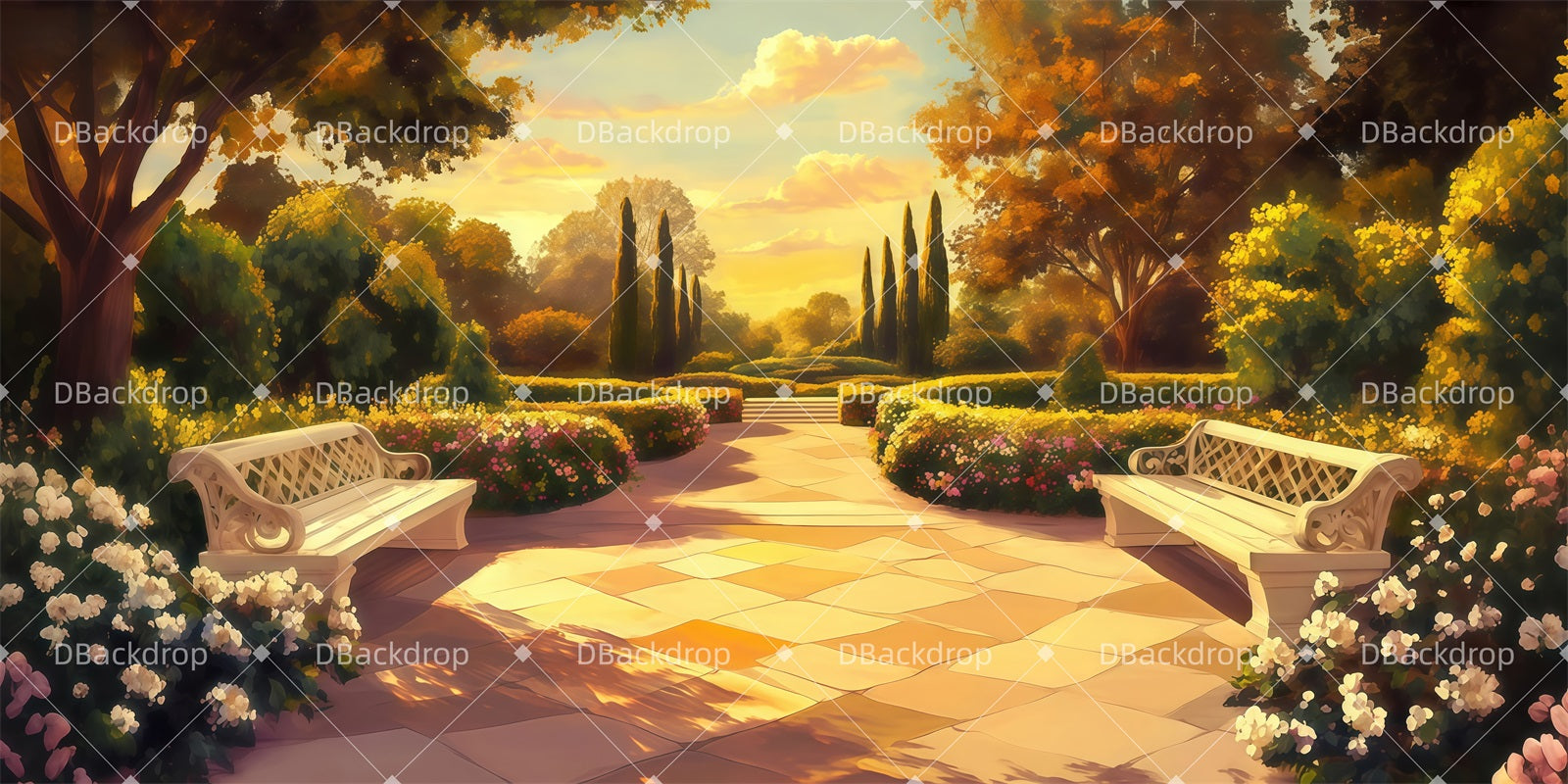 Large Stage Backdrops Sunlit Garden Path Stage Backdrop Ideas LXX511-T118