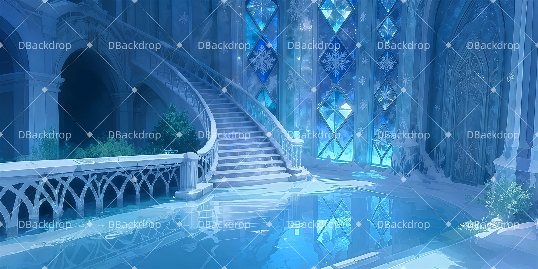 Stage Backdrops Frozen Stairway Backdrop For Theater Play LXX511-T138