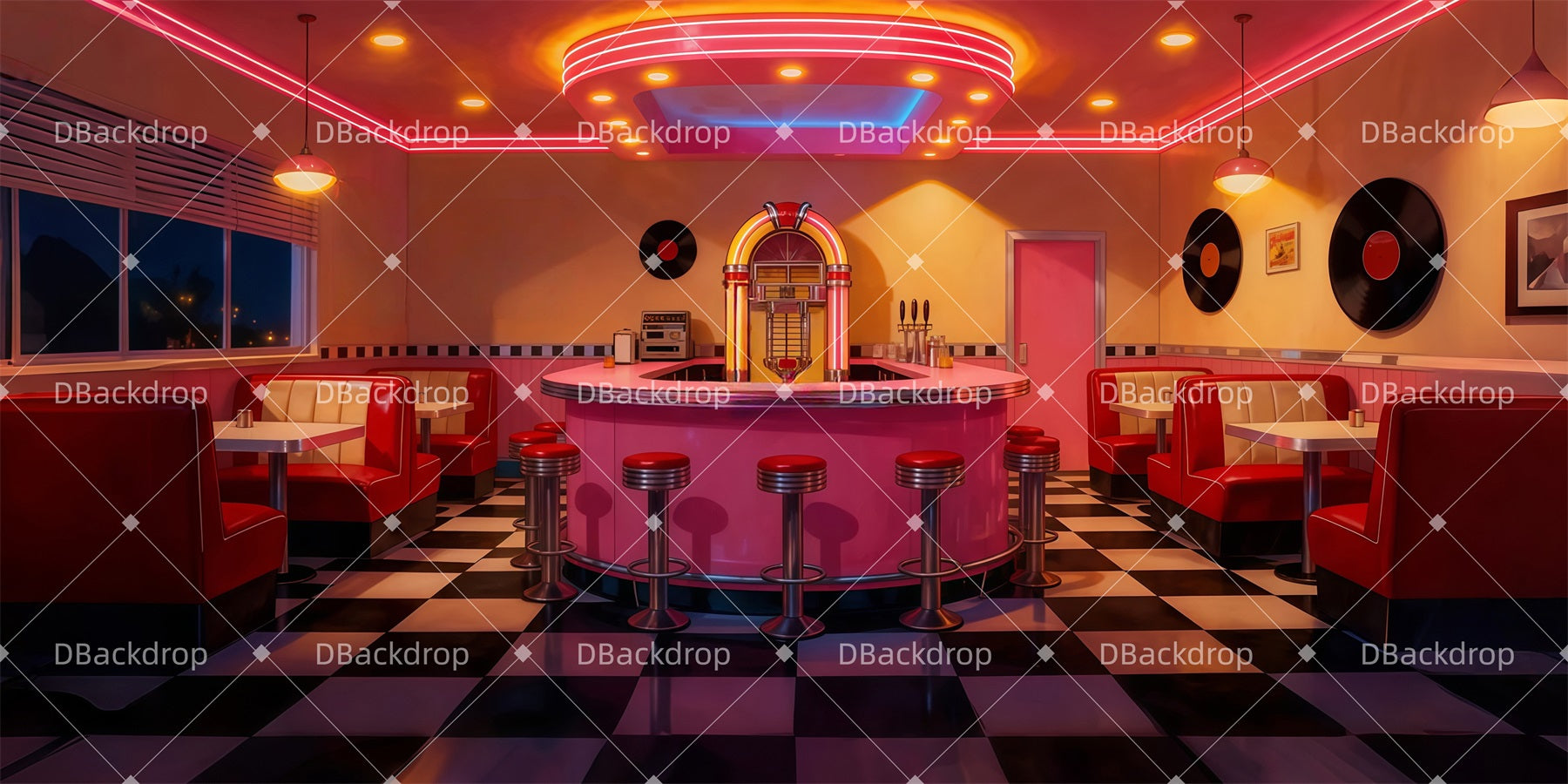 Stage Backdrop Classic Jukebox Bar Movie Theater Backdrop LXX511-T31