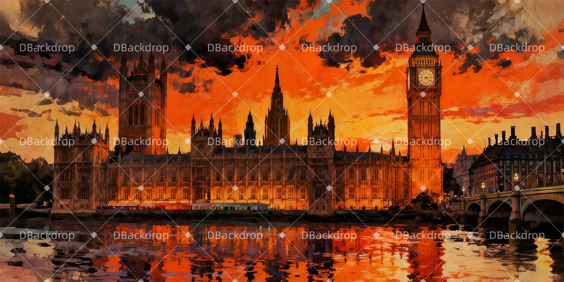 Theater Backdrop London Sunset Palace Stage Scenery Backdrops LXX511-T54