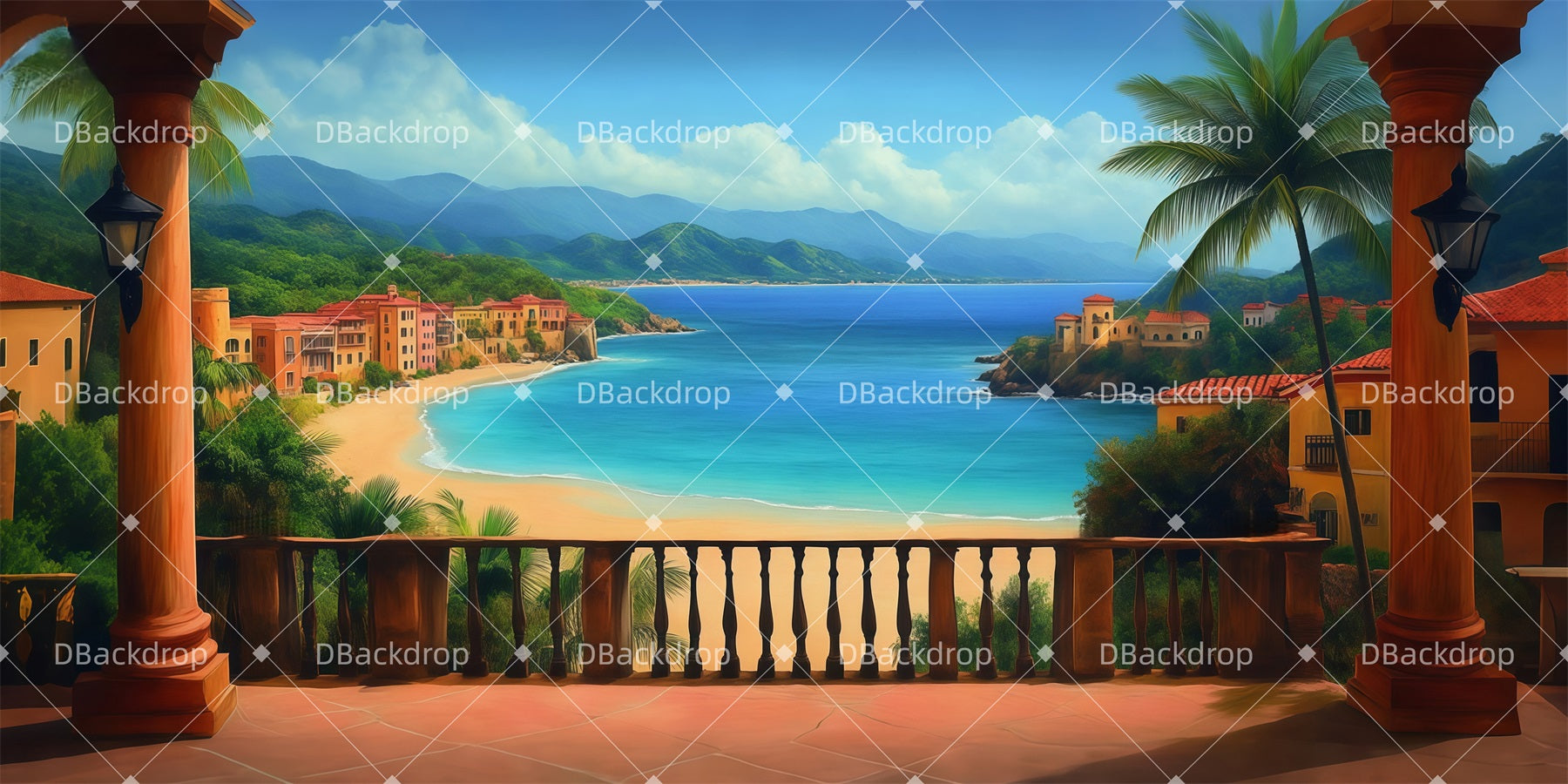 Performance Backdrops Sunny Ocean Terrace Backdrops For Theater LXX511-T57
