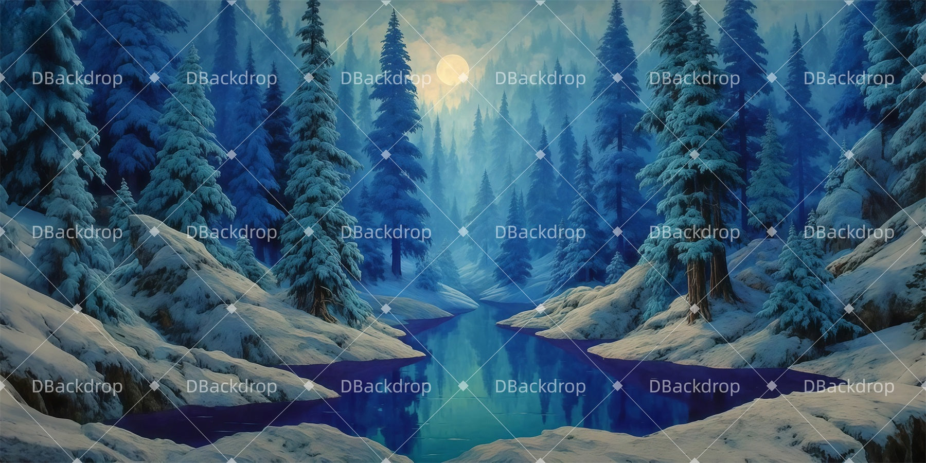 Forest Stage Backdrop Frozen Pine Valley School Play Backdrops LXX511-T82