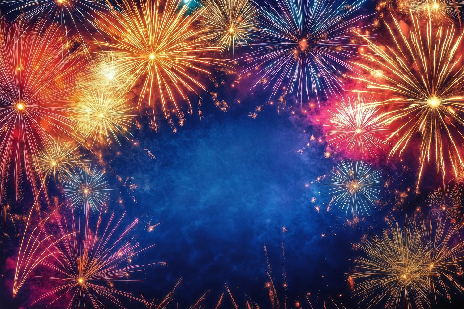 New Year's Backdrop Radiant Fireworks Burst Happy New Year 2026 Banner LXX512-10