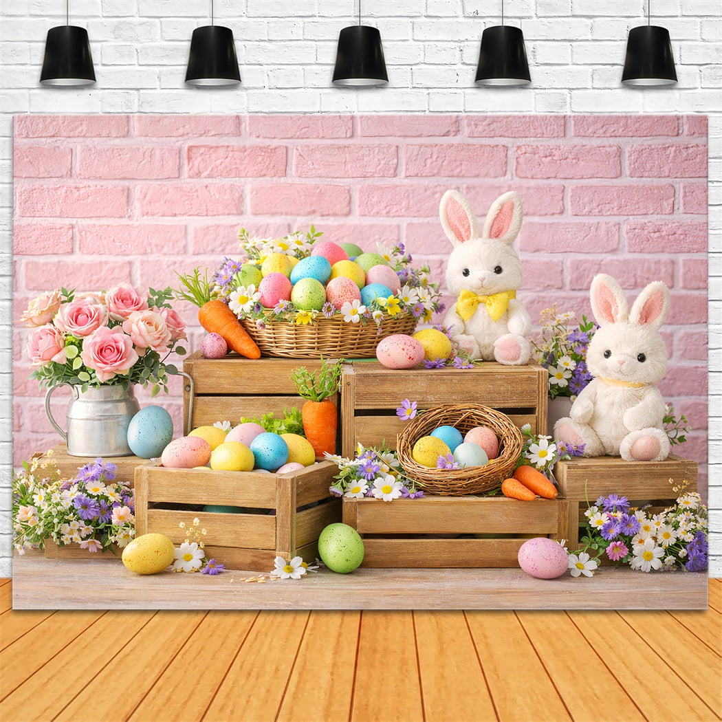 Bunny Backdrop Carrot Bundle Wooden Crate Easter Egg Backdrop LXX512-110