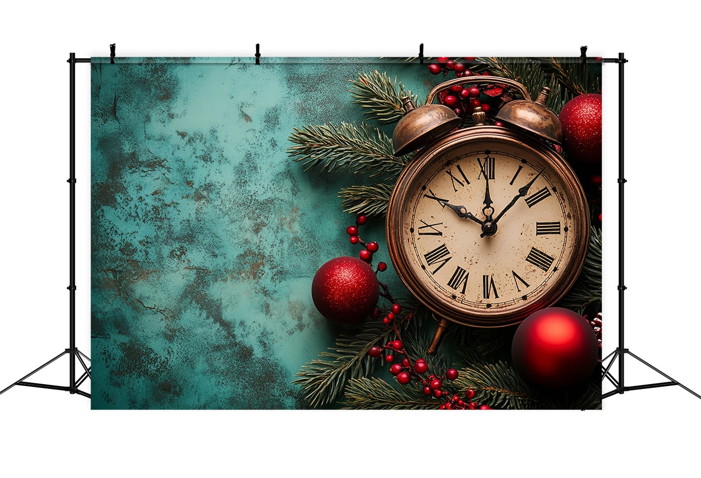 New Year Backdrop Vintage Countdown Holiday Accents Clock Photo Backdrop LXX512-22