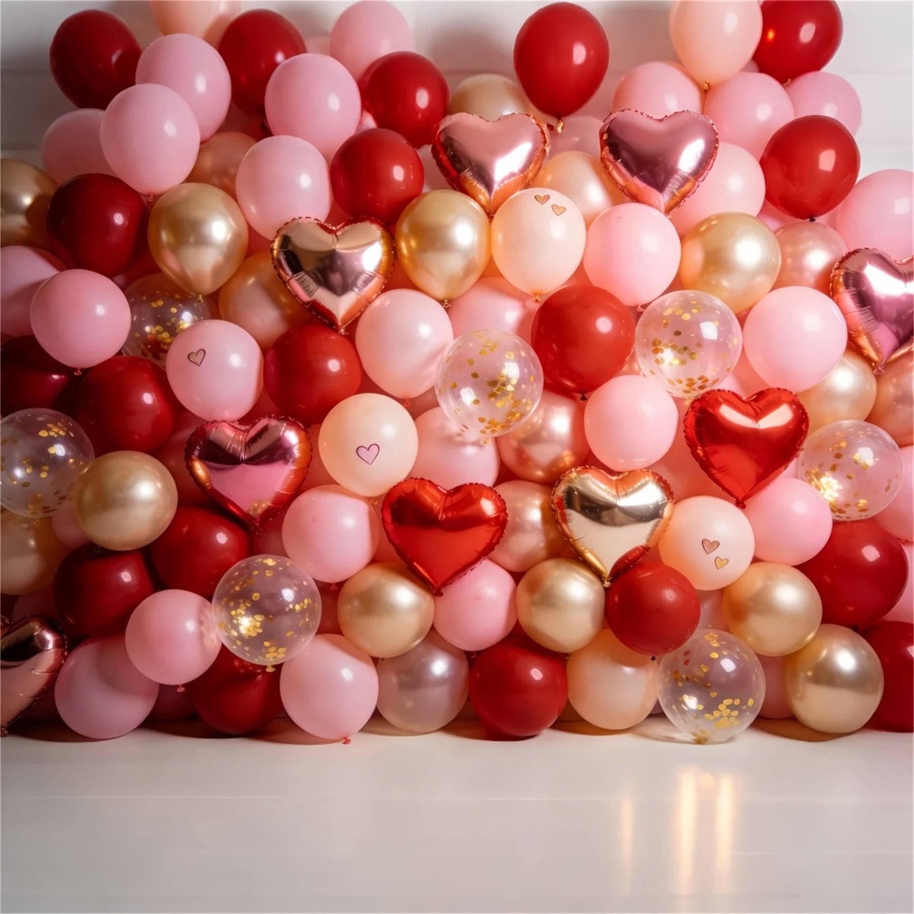 Valentine's Day Backdrop Rose Gold Balloon Wall Romantic Backdrop LXX512-54