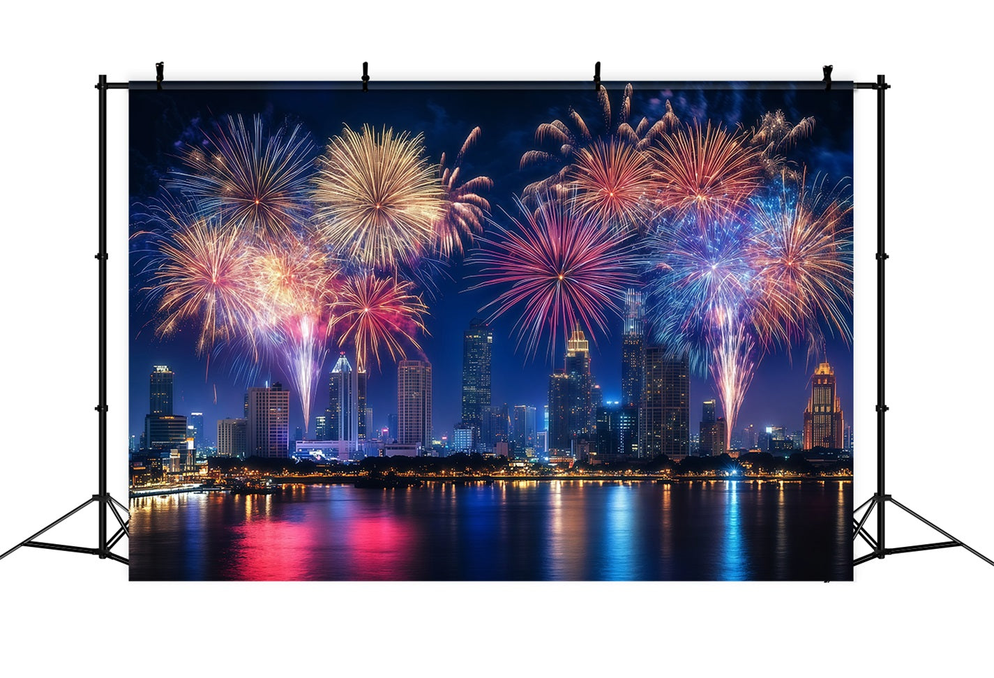 New Year Photo Backdrop Colorful Fireworks Cityscape City Night Backdrop LXX512-9