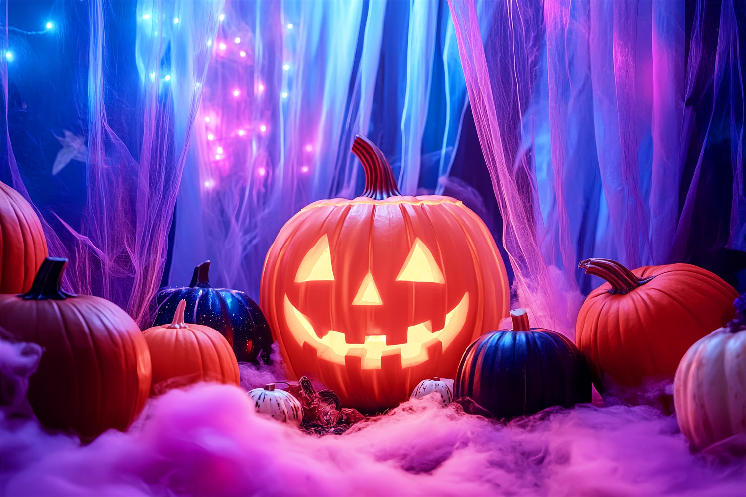 Halloween Photography Backdrop Misty Magic Pumpkin Backdrop LXX57-101