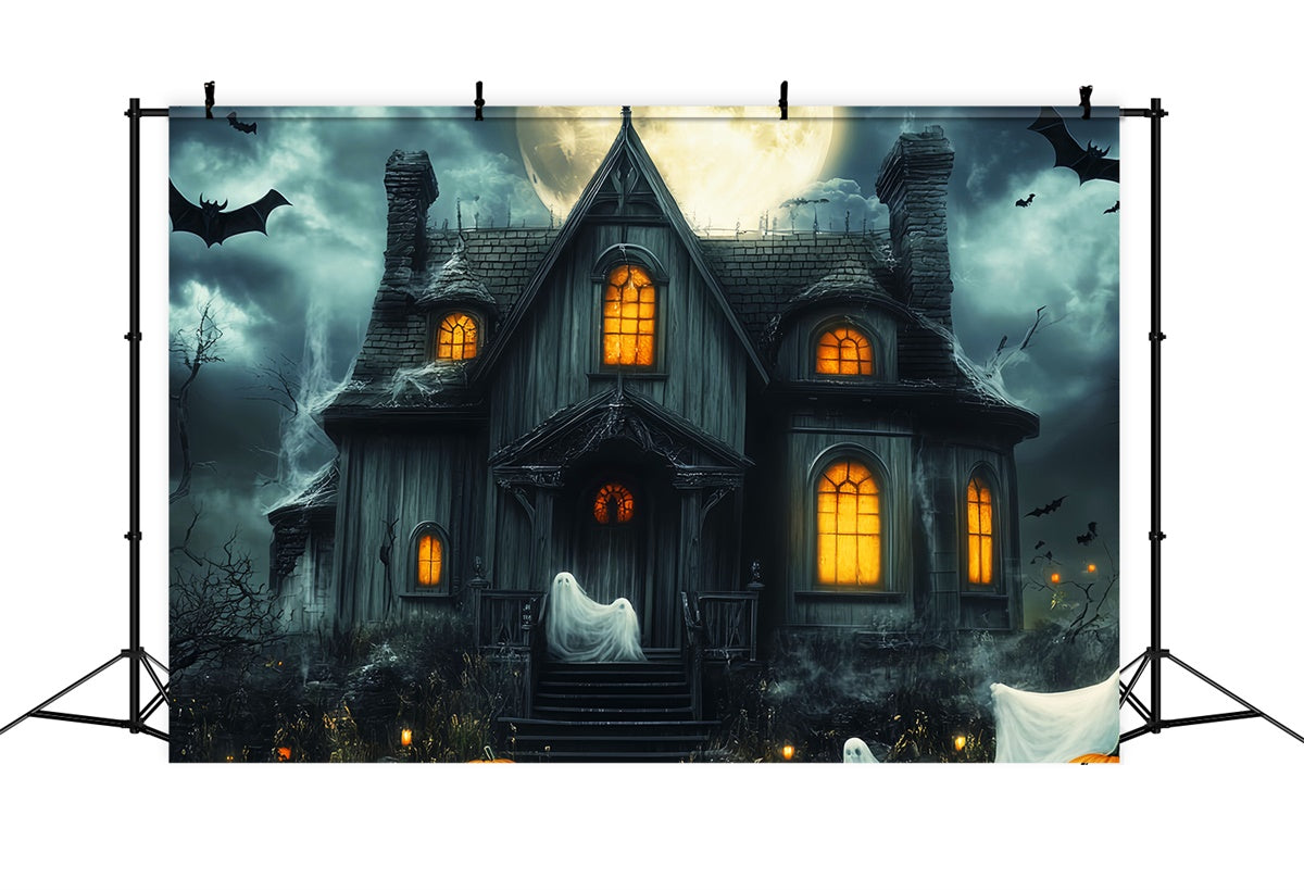Haunted House Backdrop Moon Ghost Parade Halloween Backdrop LXX57-104