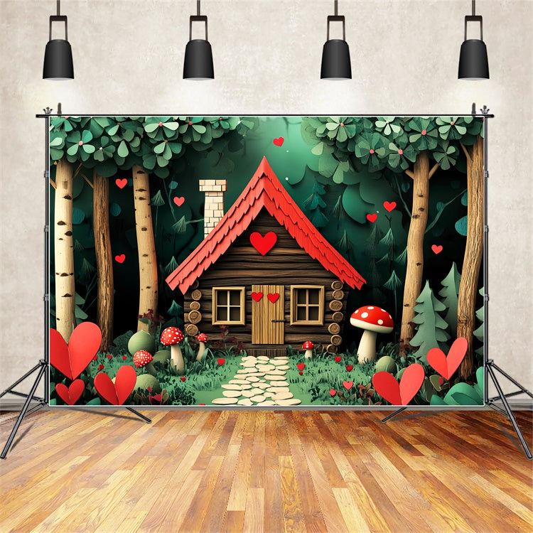 Woodland Forest Backdrop Whimsy Heart Cottage Backdrop LXX57-122