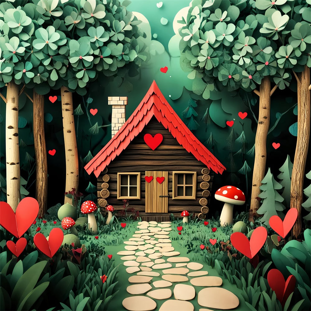 Woodland Forest Backdrop Whimsy Heart Cottage Backdrop LXX57-122