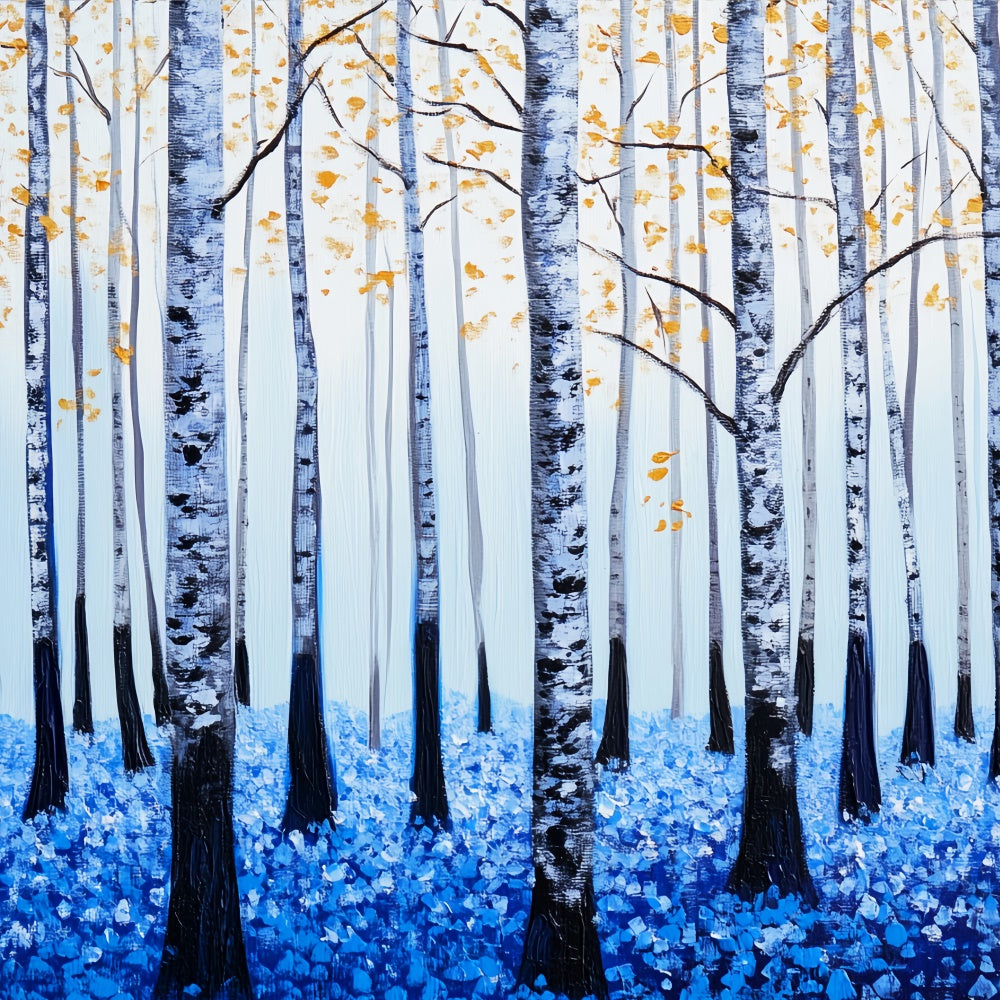 Forest Photo Backdrop Blue Petal Birch Forest Backdrop LXX57-127