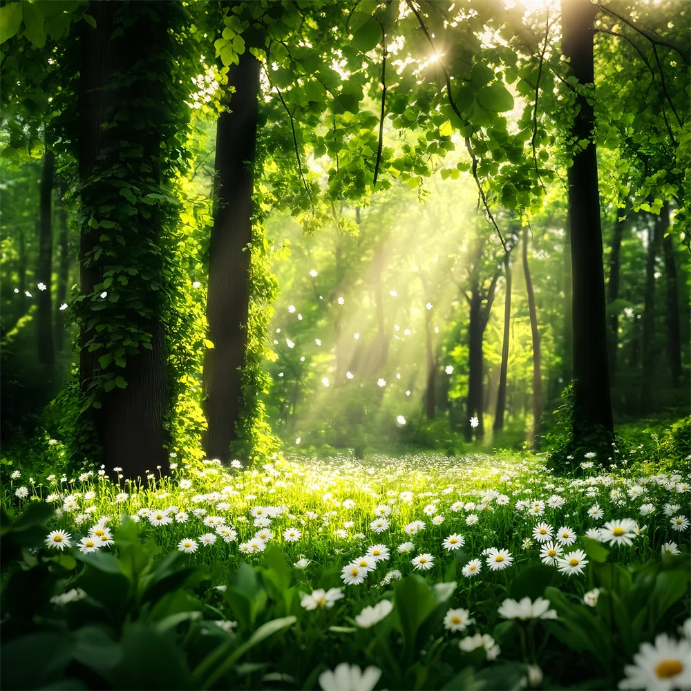 Forest Photography Backdrop Daisy Sunbeam Meadow Backdrop LXX57-132