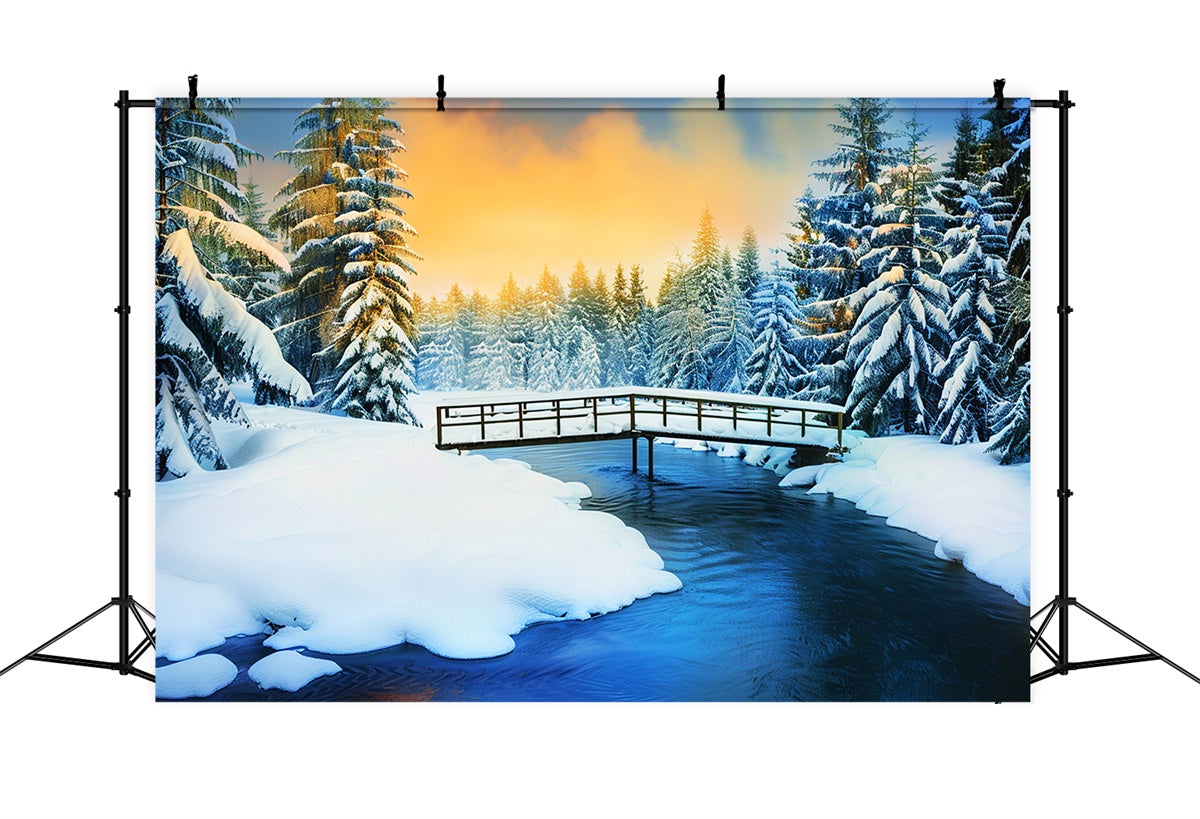 Snowy Forest Backdrop Frosted Pines Glow Backdrop LXX57-137