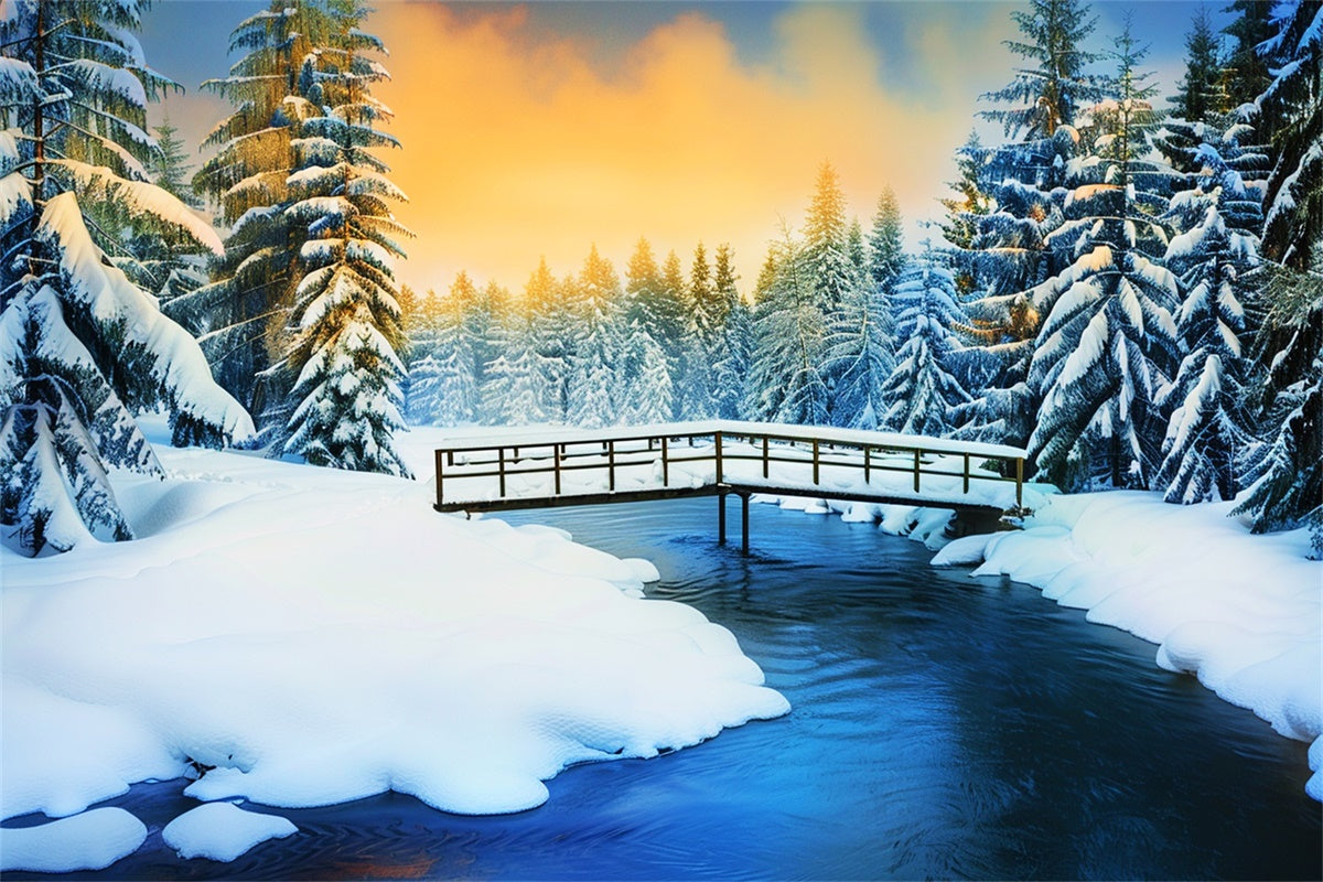 Snowy Forest Backdrop Frosted Pines Glow Backdrop LXX57-137