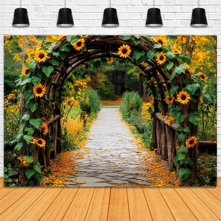 Fall Backdrop Sunflower Arch Garden Walk Backdrop LXX57-146