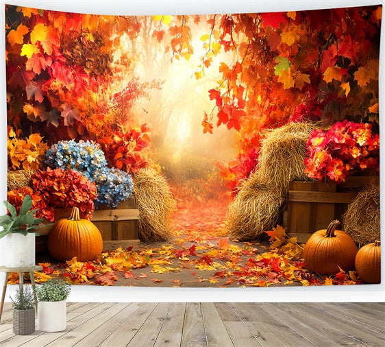 Fall Leaves Backdrop Dreamy Foliage Pumpkin Backdrop LXX57-159