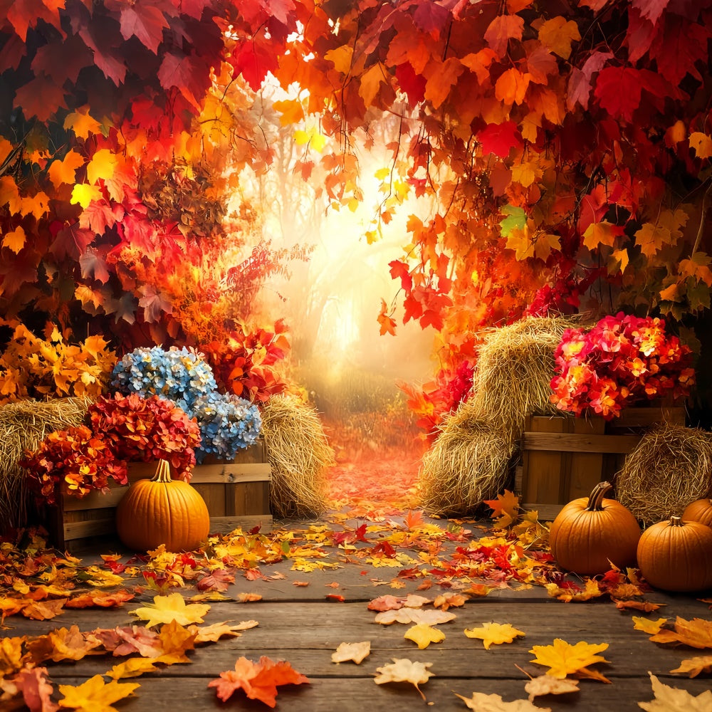 Fall Leaves Backdrop Dreamy Foliage Pumpkin Backdrop LXX57-159
