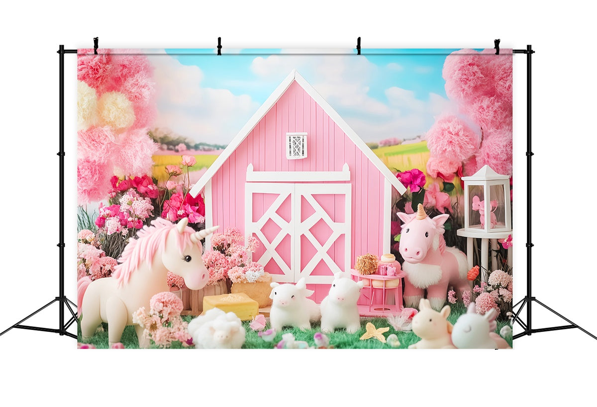 Fall Backdrop Pink Unicorn Farm Fantasy Backdrop LXX57-161