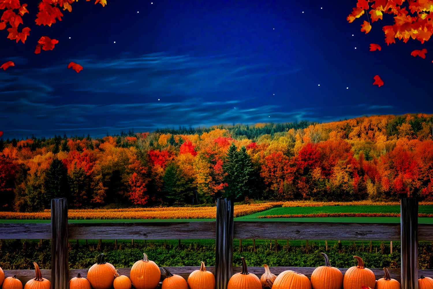 Fall Forest Backdrop Starry Farm Field Backdrop LXX57-163