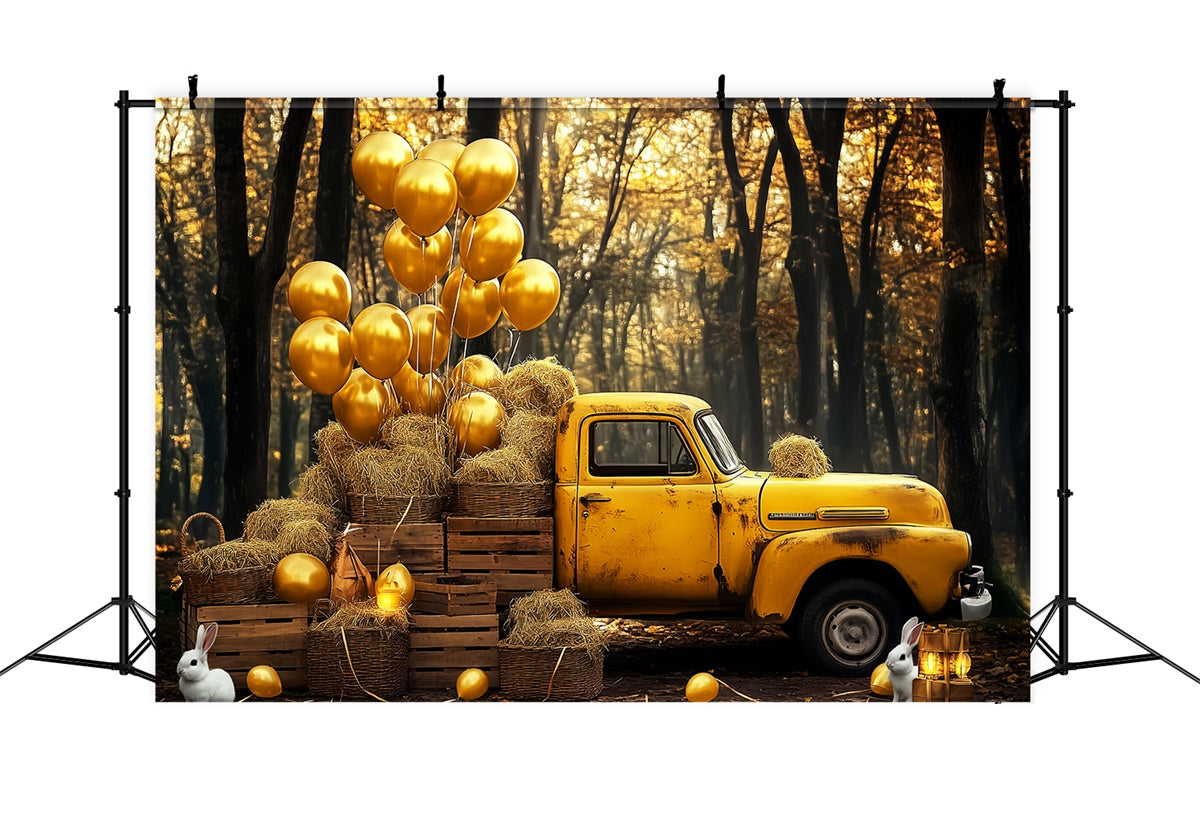 Vintage Backdrop Balloons Truck Fall Forest Backdrop LXX57-211