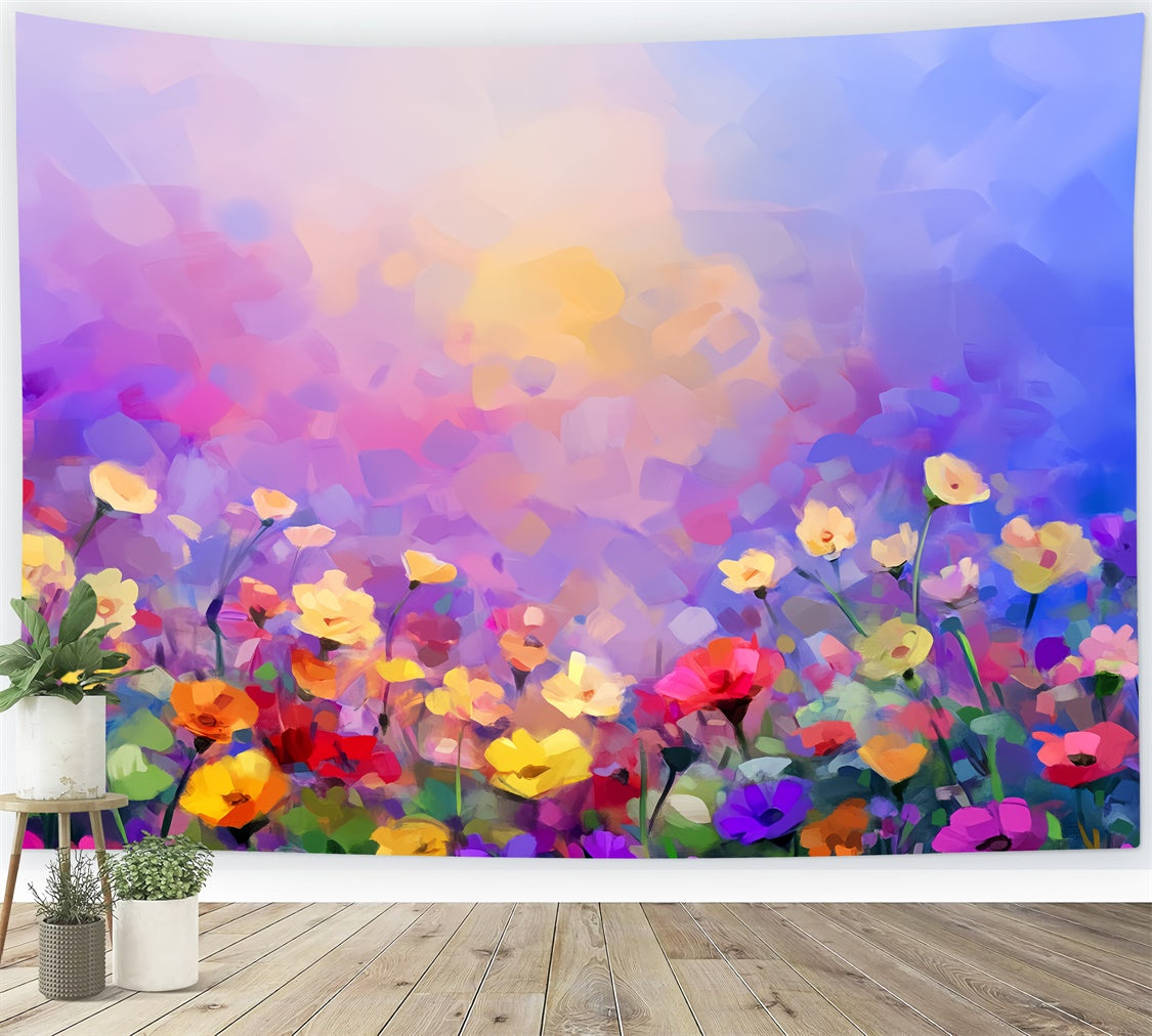 Portrait Backdrop Wildflower Field Watercolor Backdrop LXX57-272