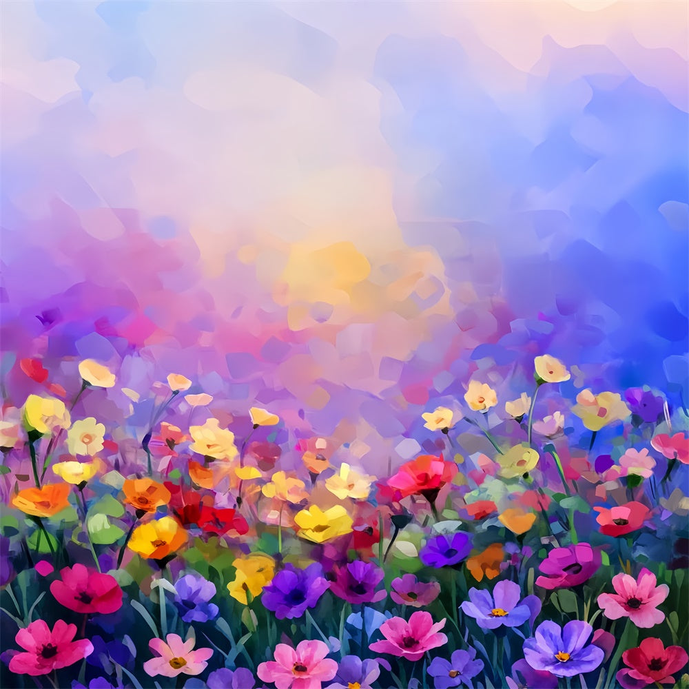 Portrait Backdrop Wildflower Field Watercolor Backdrop LXX57-272