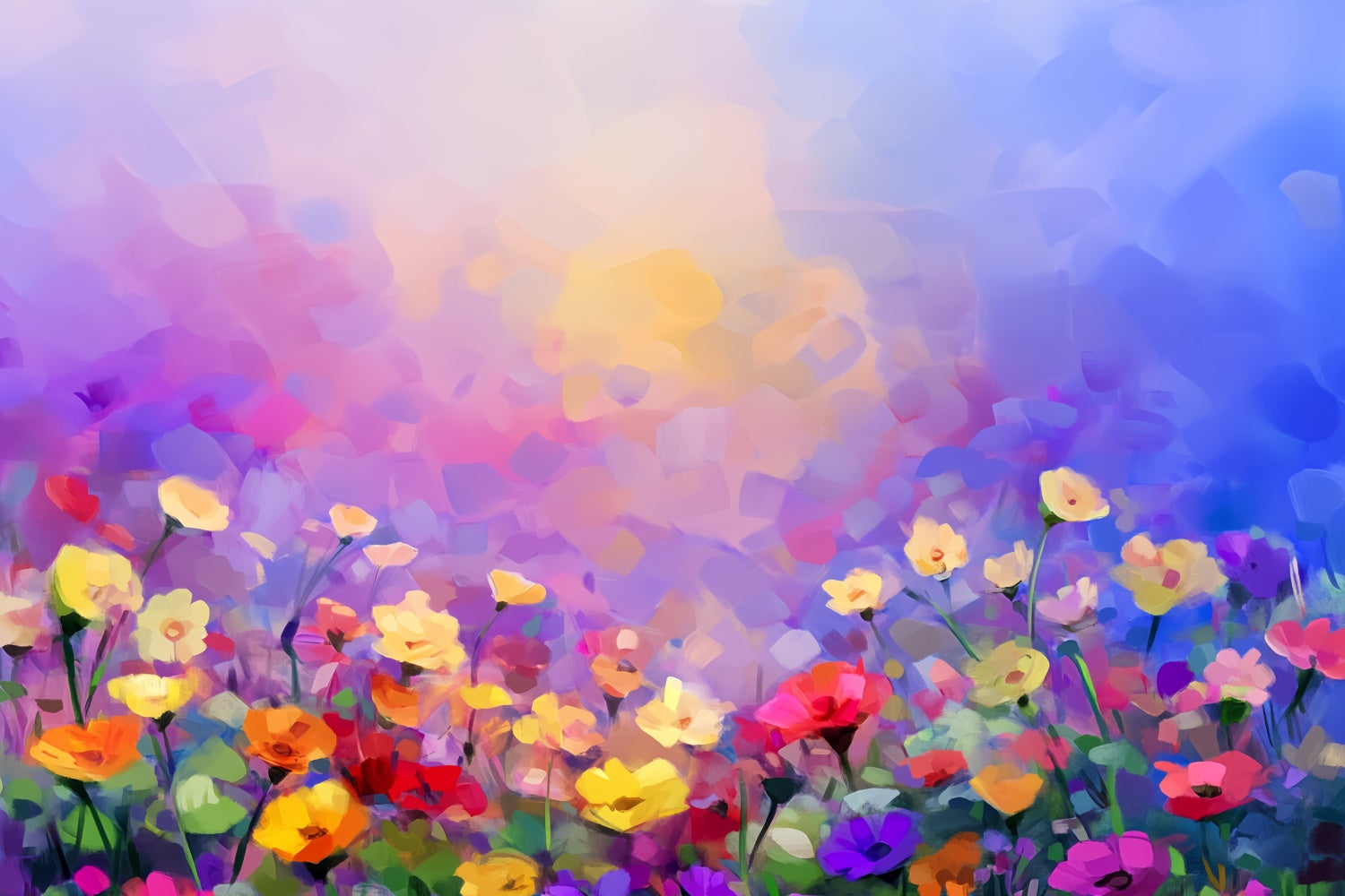 Portrait Backdrop Wildflower Field Watercolor Backdrop LXX57-272