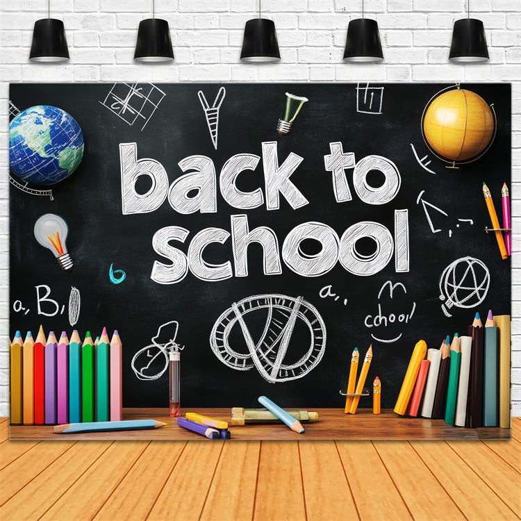 School Backdrop Chalk Sketch School Wall Backdrop LXX57-29