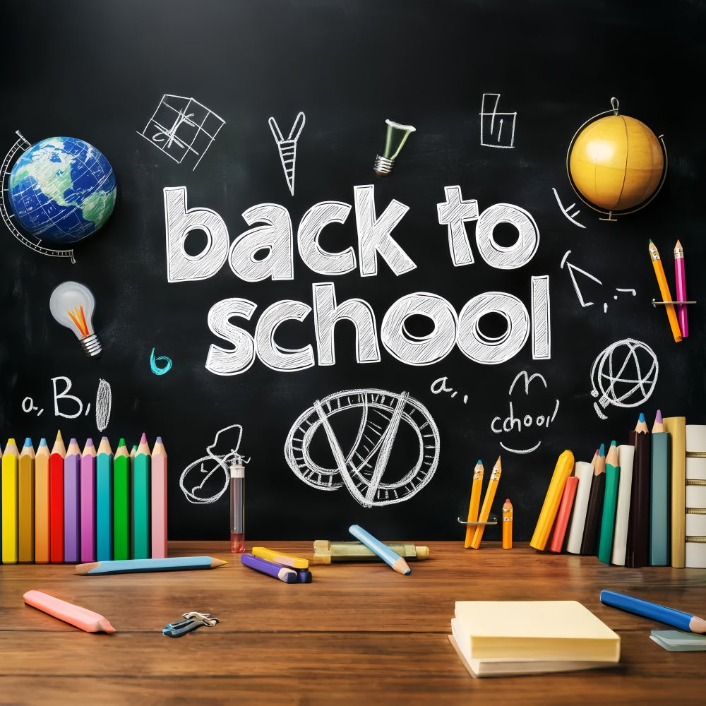 School Backdrop Chalk Sketch School Wall Backdrop LXX57-29
