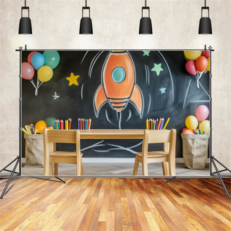 Chalkboard Photo Backdrop Pencil Balloon Study Backdrop LXX57-42
