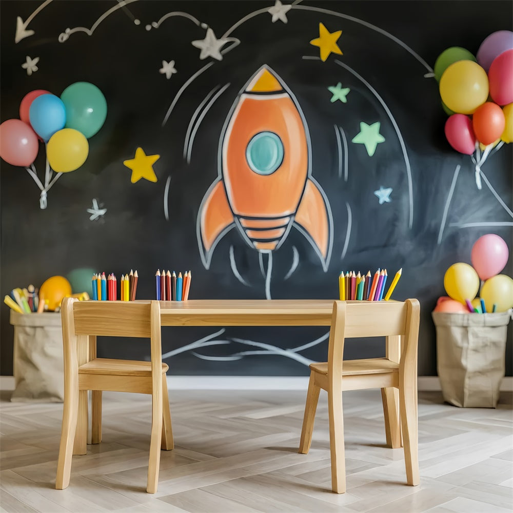 Chalkboard Photo Backdrop Pencil Balloon Study Backdrop LXX57-42