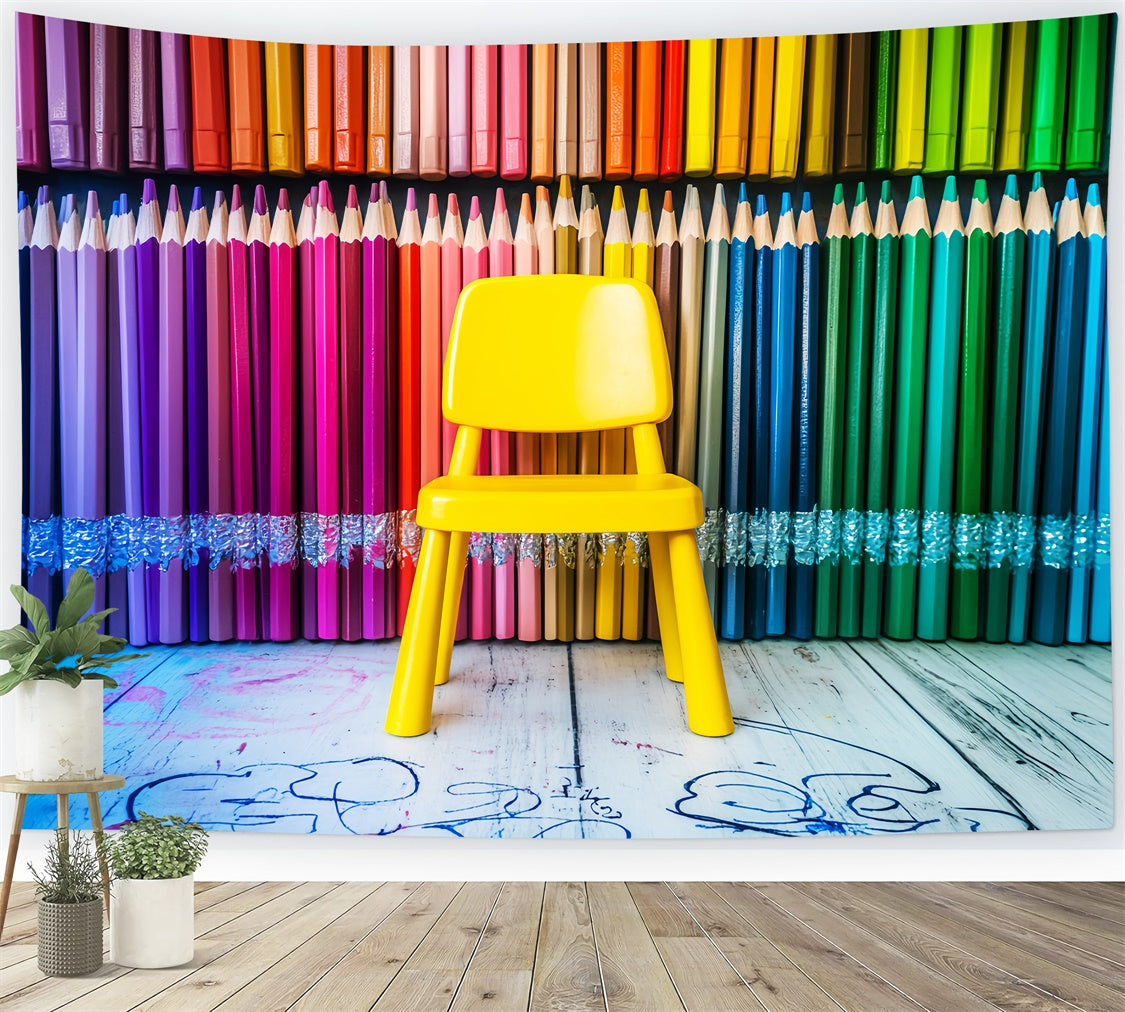 Back To School Backdrop Rainbow Pencil Seat Backdrop LXX57-53