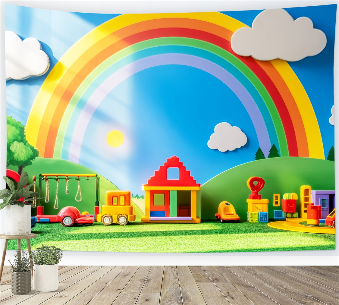 School Photo Backdrop Rainbow Toy Parade Backdrop LXX57-55