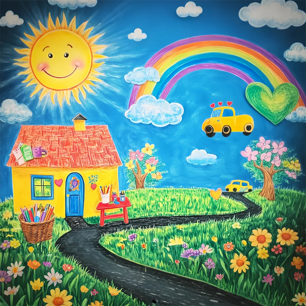 School Backdrop Hand-Drawn Learning Land Backdrop LXX57-56