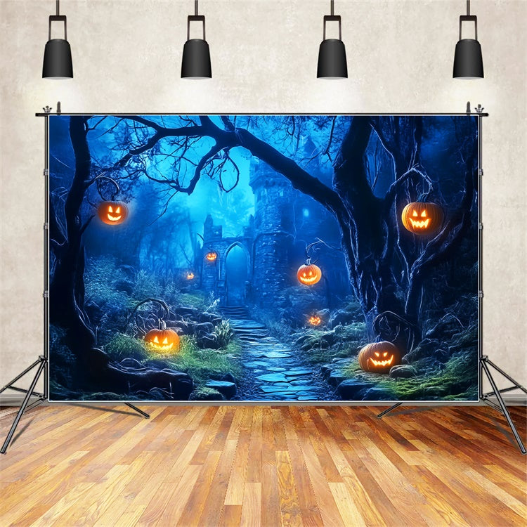 Spooky Forest Backdrop Ruins Trail Halloween Backdrop LXX57-93