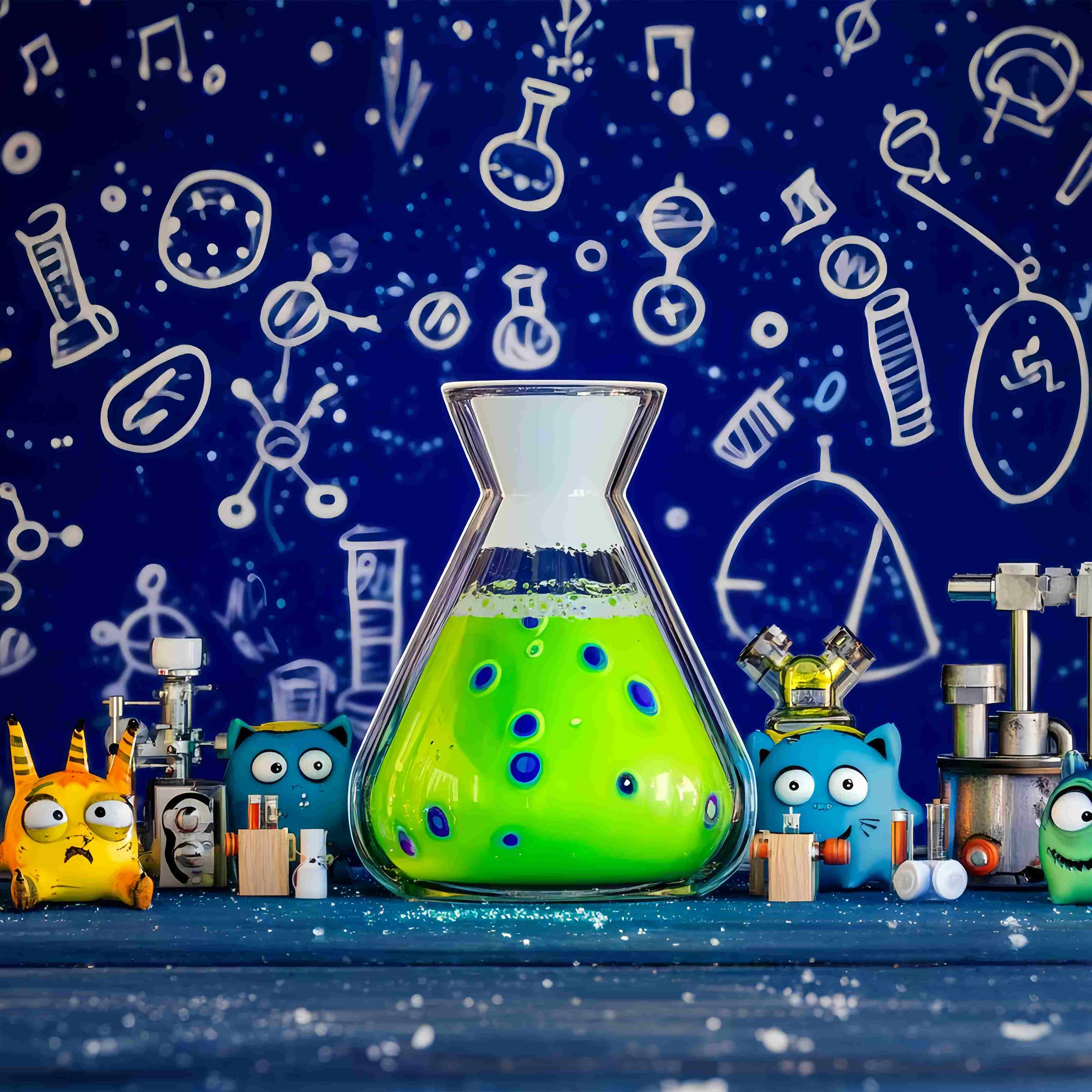 Chemistry Backdrop Cartoon Monster Science Experiment Setup Back To School Backdrops LXX58-107