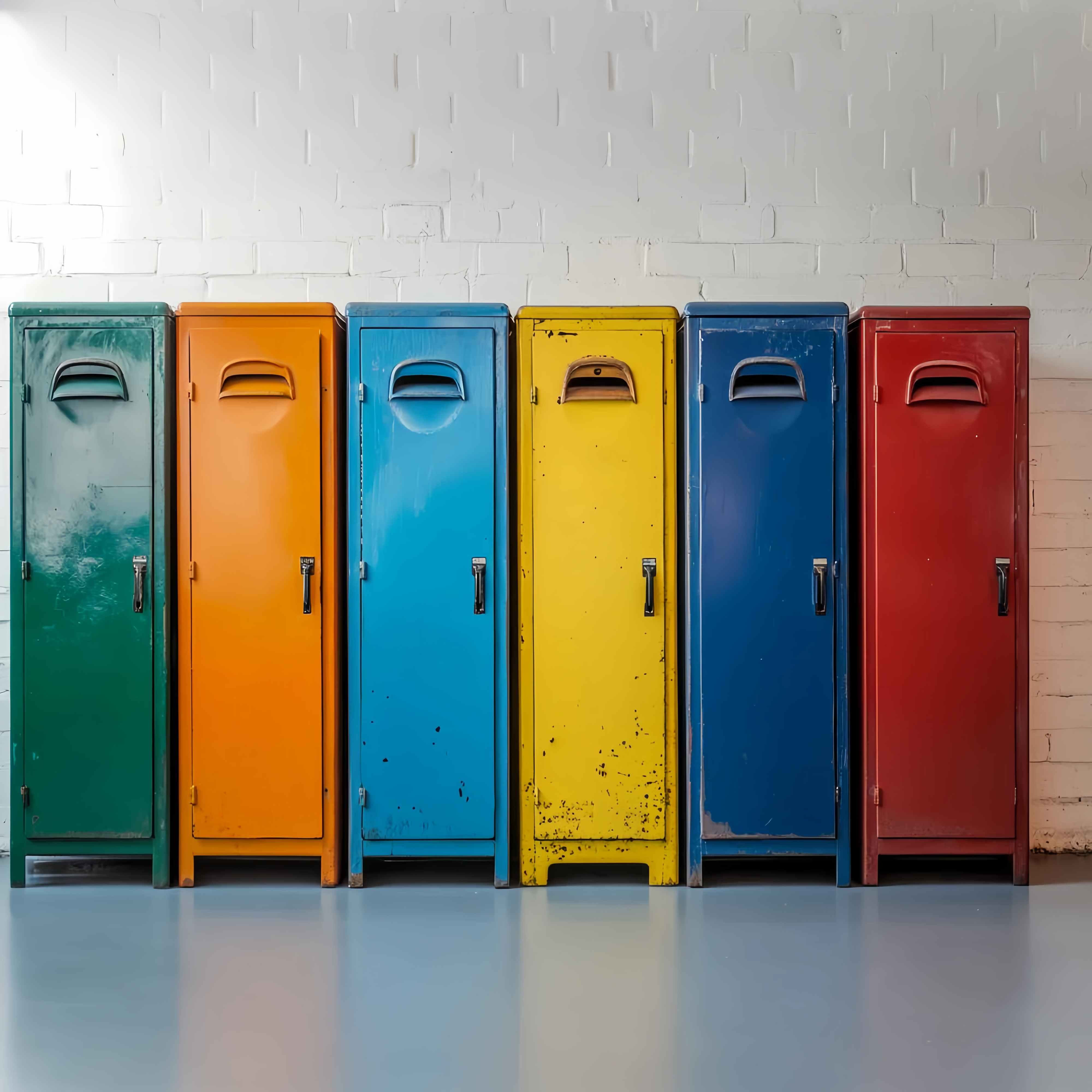 School Locker Backdrop Rustic Multicolor Locker Line Back To School Photography Backdrops LXX58-117
