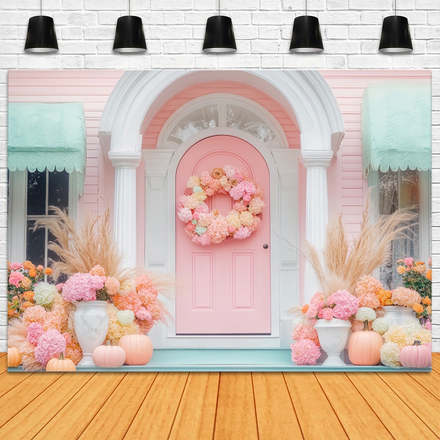 Fall Backdrop for Photos Pastel Door Floral Harvest Floral Backdrop LXX58-159