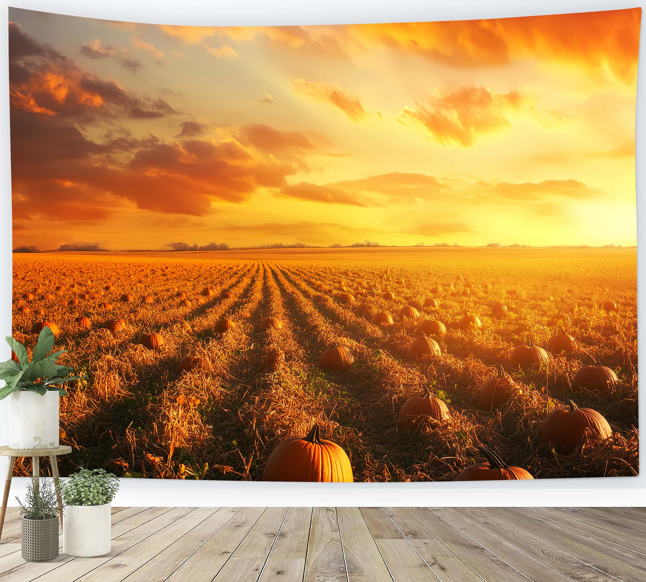 Fall Backdrop Pumpkin Rows Glowing Horizon Pumpkin Backdrop LXX58-167